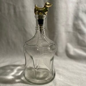 Vintage Molded Glass Decanter w/ Dachshund Stopper